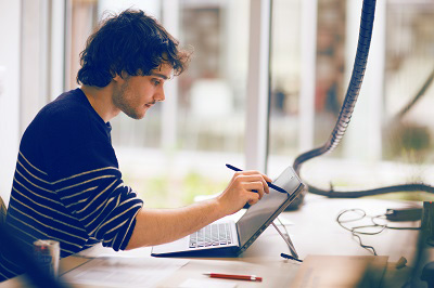 student working on a computer